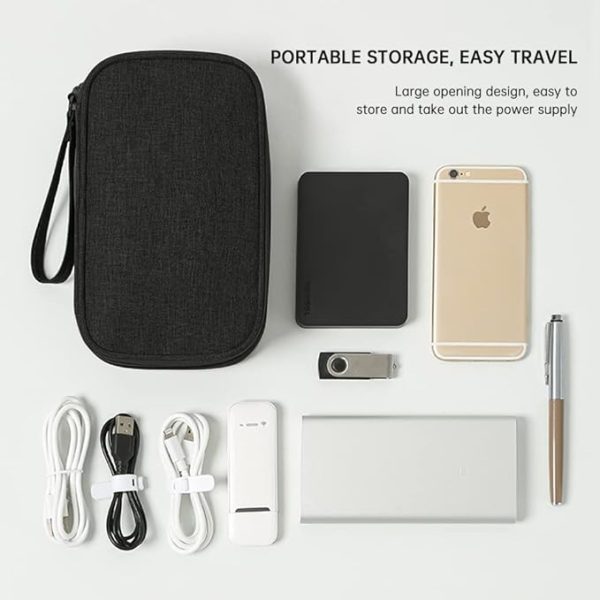 Electronic Bag Organiser Cable Bag Universal Travel Cable Electronic Accessories Mobile Phone Charging Cable Black Cord Zip - Image 4