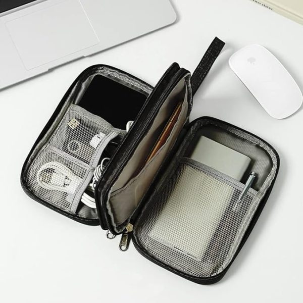 Electronic Bag Organiser Cable Bag Universal Travel Cable Electronic Accessories Mobile Phone Charging Cable Black Cord Zip - Image 2