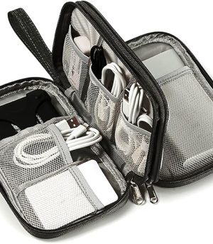 Electronic Bag Organiser Cable Bag Universal Travel Cable Electronic Accessories Mobile Phone Charging Cable Black Cord Zip