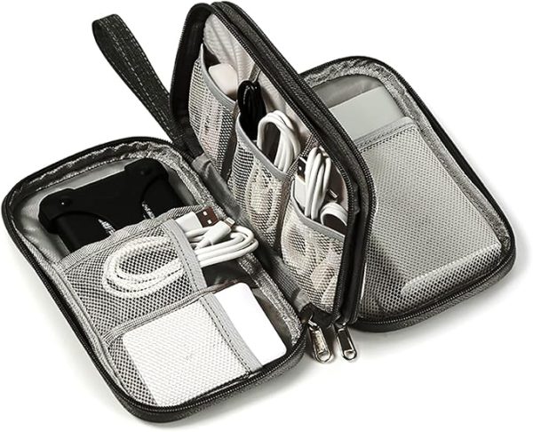 Electronic Bag Organiser Cable Bag Universal Travel Cable Electronic Accessories Mobile Phone Charging Cable Black Cord Zip