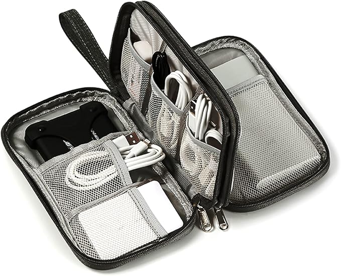 Electronic Bag Organiser Cable Bag Universal Travel Cable Electronic Accessories Mobile Phone Charging Cable Black Cord Zip