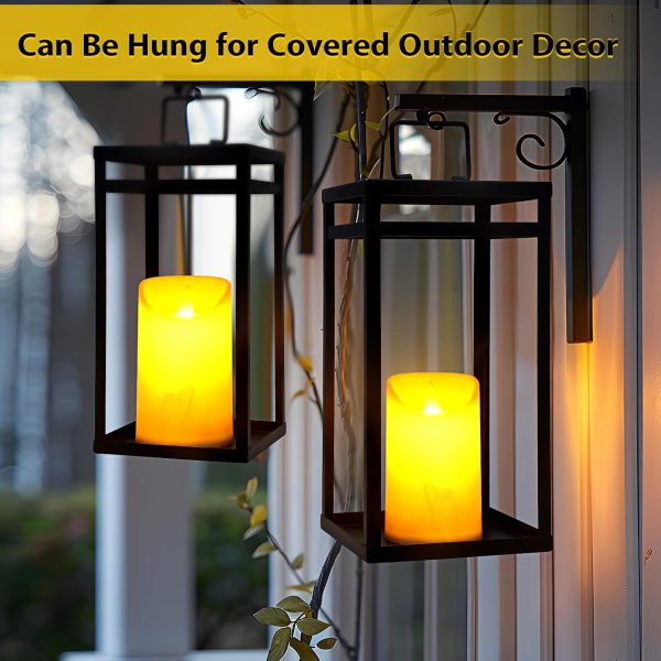 Modern Farmhouse Lantern Decor, 2Pcs Metal Candle Lanterns with Flameless Candles Black Decorative Lantern for Front Porch Covered Patio Dining Table Entryway Table Wedding Home Decor - Image 3