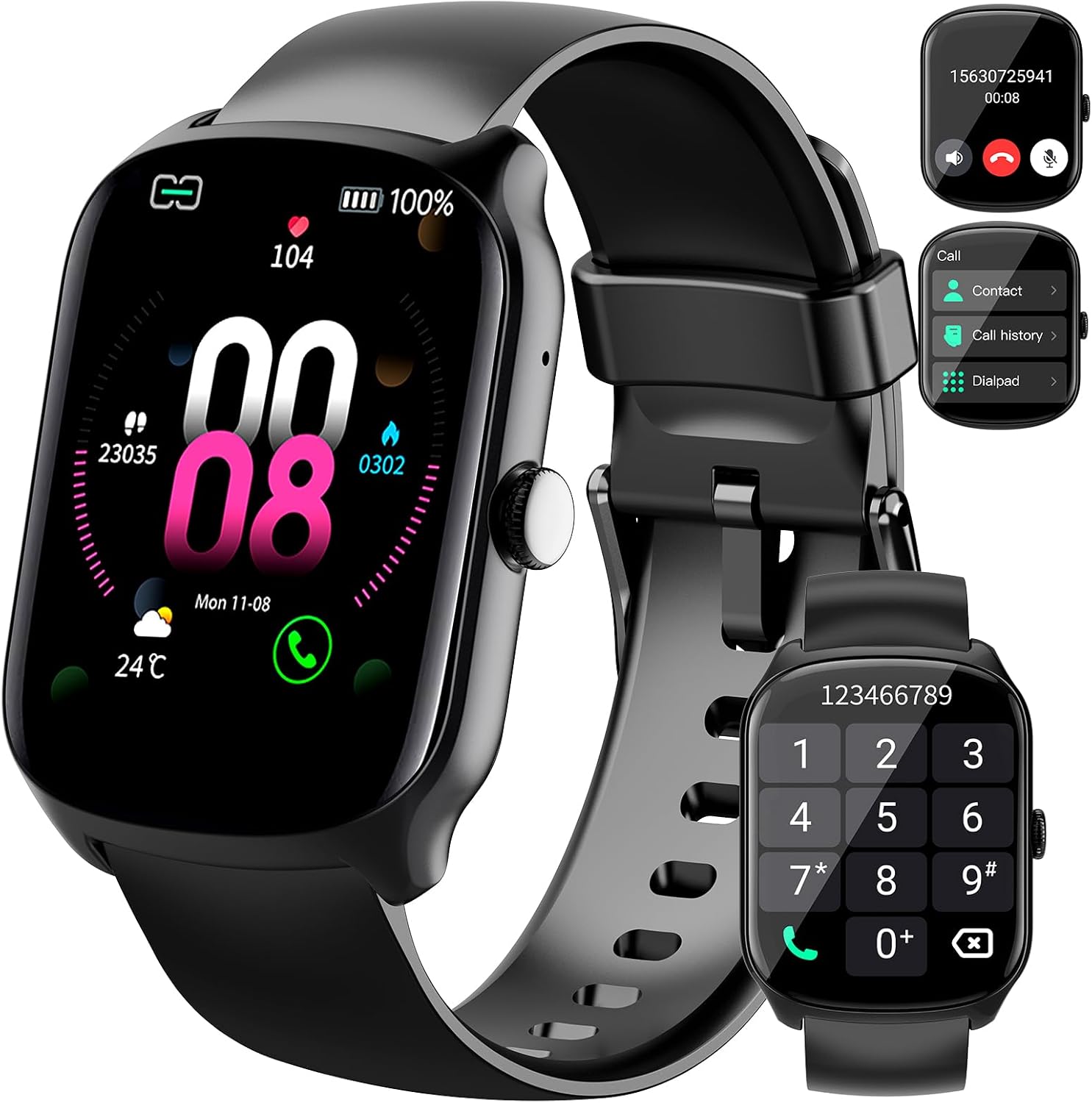 Smart Watch for Men Women (Dial/Answer Calls), 1.95″HD Curved Screen Smartwatch, Heart Rate/Sleep Monitor Fitness Watches, 112+ Sports Modes Activity Trackers, IP68 Waterproof Watch for Android iOS